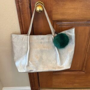 Source Unknown Metallic Tote with Teal Accent